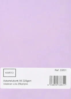 Karto Askartelutarvikkeet-Askartelukortti A6 220 Gsm Vaalean Lila 25 Kpl/Pss
