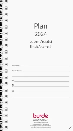 New Kalenteri 2024 Plan Musta Keinonahka (Kaksikielinen) Kalenterit