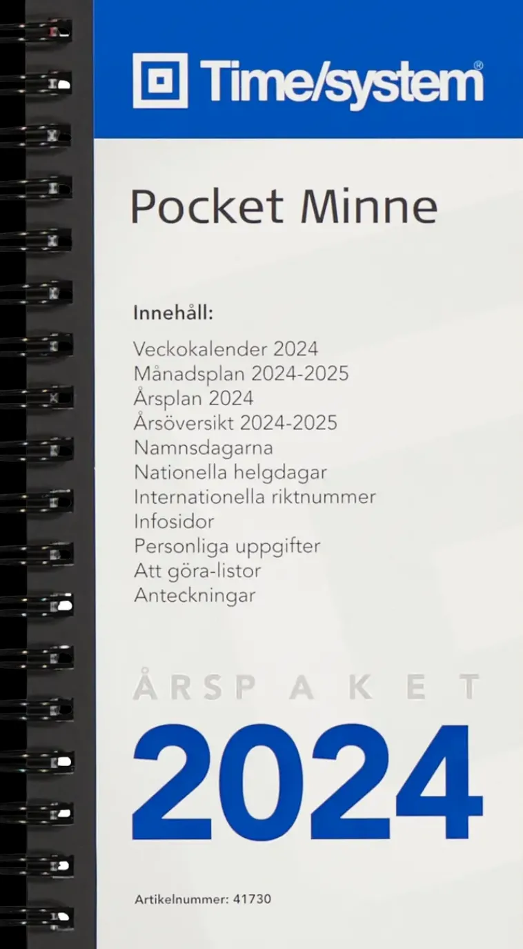 Sale Fickkalender Time System Minne Arspaket 2024 Kalenterit