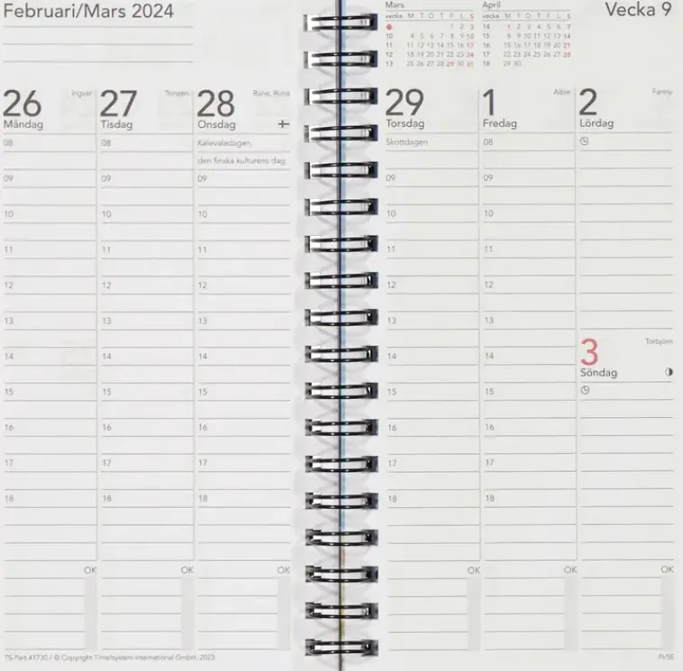 Sale Fickkalender Time System Minne Arspaket 2024 Kalenterit