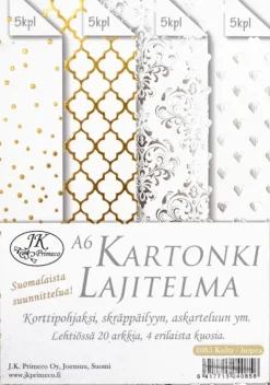 J.K. Primeco Askartelutarvikkeet-A6 Kartonkilajitelma Kulta-/Hopeafolio 20Ark