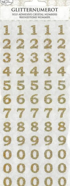 J.K. Primeco Askartelutarvikkeet-Glitternumerotarra Kulta