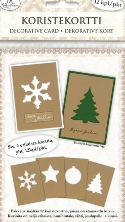 J.K. Primeco Askartelutarvikkeet-Koristekortti Joulukuviot Uusioruskea 12 Kpl