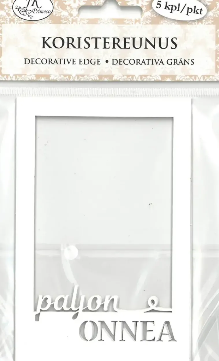 J.K. Primeco Askartelutarvikkeet-Koristereunus Paljon Onnea Valkoinen 5Kpl