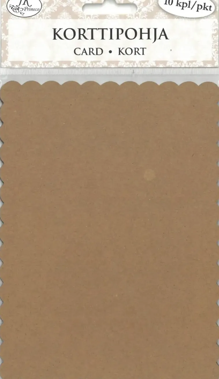 J.K. Primeco Askartelutarvikkeet-Korttipohja Aaltoreuna Uusioruskea 10 Kpl