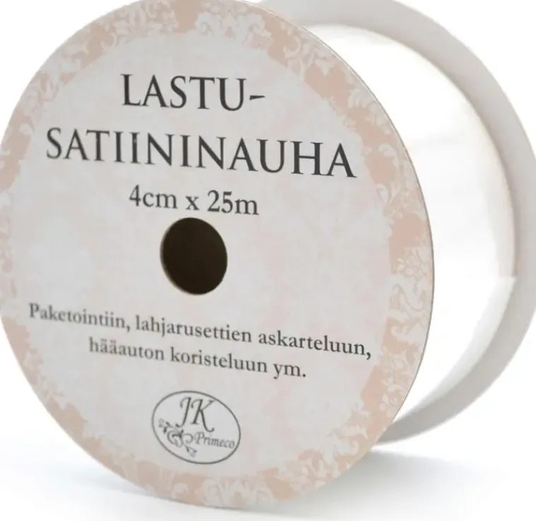 J.K. Primeco Askartelutarvikkeet-Lastusatiininauha Valkoinen 4Cm X 25M