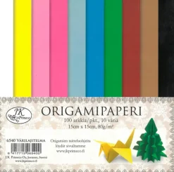 J.K. Primeco Askartelutarvikkeet-Origamipaperi Varilajitelma 100Ark/Pkt, 15 X 15Cm