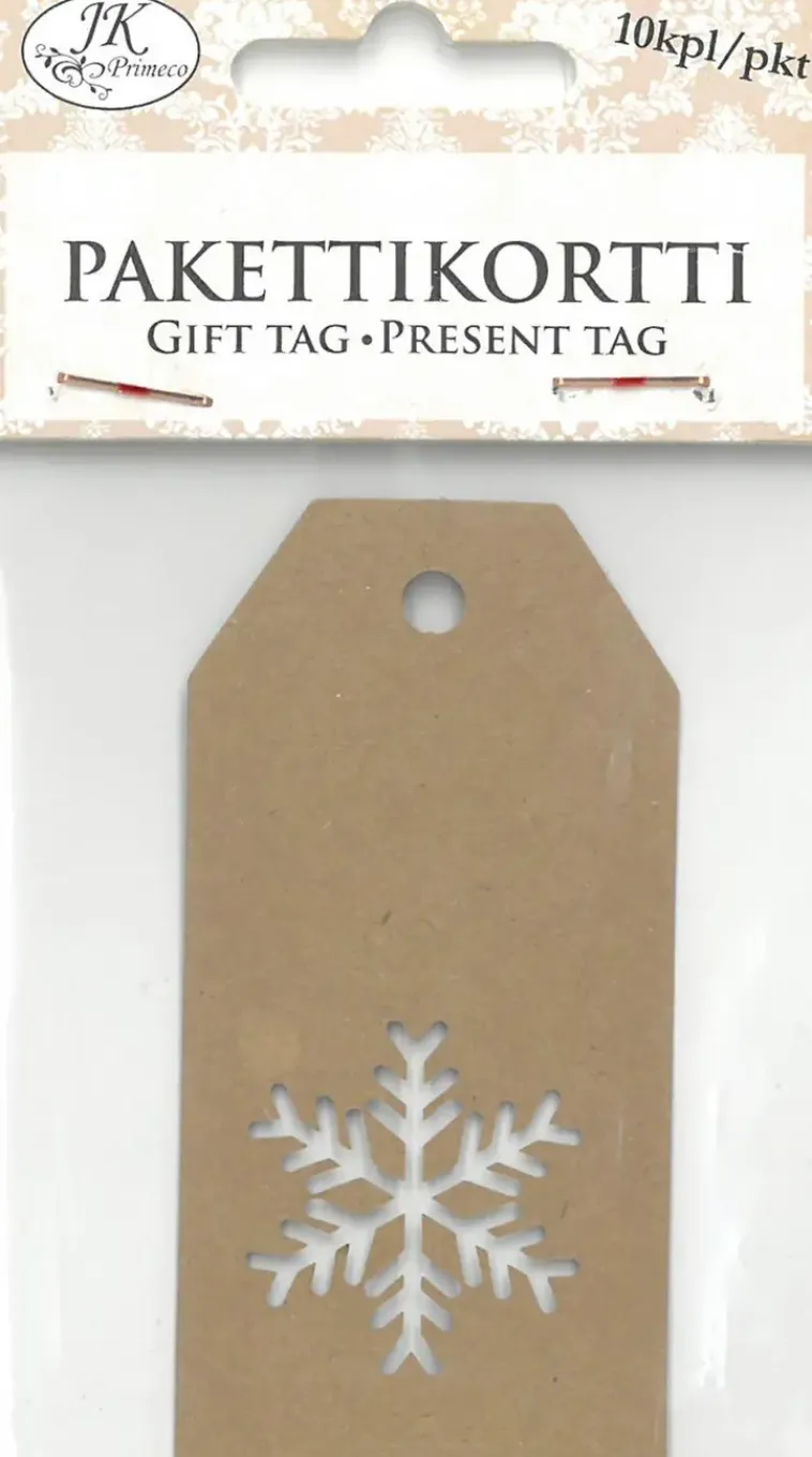 J.K. Primeco Askartelutarvikkeet-Pakettikortti Lumihiutale 10 Kpl