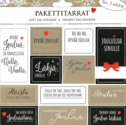 J.K. Primeco Askartelutarvikkeet-Pakettitarra Joulutoivotukset Musta-Natur 3 Ark