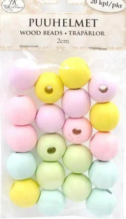 J.K. Primeco Askartelutarvikkeet-Puuhelmet 2 Cm Pastellilajitelma 20 Kpl