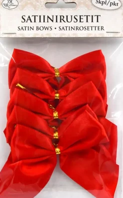 J.K. Primeco Askartelutarvikkeet-Satiinirusetti Iso Punainen 5 Kpl