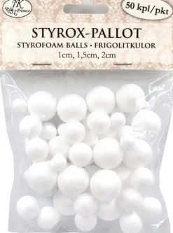 J.K. Primeco Askartelutarvikkeet-Styrox-Pallolajitelma 50 Kpl