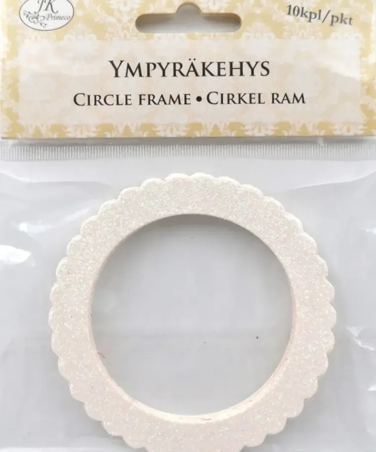 J.K. Primeco Askartelutarvikkeet-Ympyrakehys Glitter Valkoinen 10Kpl/Pkt