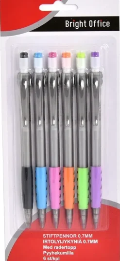 New Irtolyijykyna 0,7Mm Pyyhekumilla 6Kpl/Pkt Toimistotarvikkeet