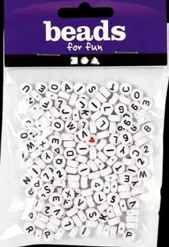 Ei merkkiä Askartelutarvikkeet-Kirjainhelmet, Valkoinen, Koko 7 Mm, Aukon Koko 1,2 Mm, 25 G/ 1 Pkk