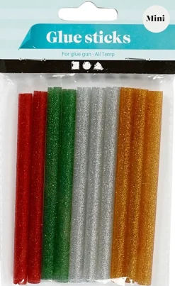 Sale Liimapatruunat, Halk. 7 Mm, Pit. 10 Cm, Vihrea, Kulta, Hopea, Punainen, 10Kpl Askartelutarvikkeet