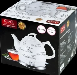 Livia Kahvi Ja Tee-Keraaminen Vedenkeitin 1,0 L Valkoinen