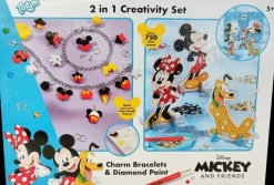 Disney Askartelutarvikkeet-Mickey & Friends 2In1 Creativity Set - Riipusrannekorunteko-/Korukiviaskartelusetti