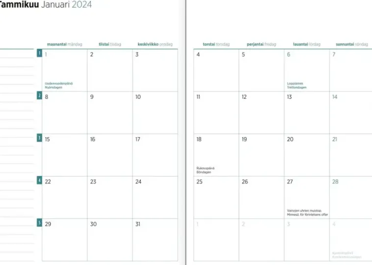 Outlet Poytakalenteri Color A5, Vihrea Kalenterit