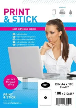 New Print&Stick Tulostustarrat 210X297 Mm A4 100 Arkkia Toimistotarvikkeet