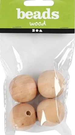 Ei merkkiä Askartelutarvikkeet-Puuhelmi 30Mm, Kasittelematon, 4Kpl