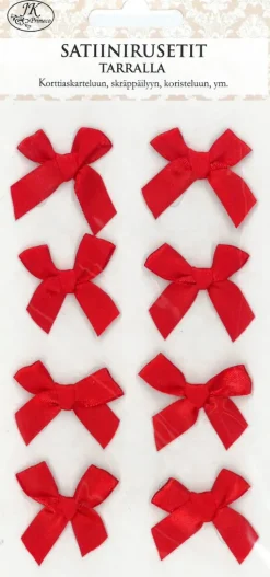 Clearance Satiinirusettitarra Punainen 8Kpl/Pkt Askartelutarvikkeet