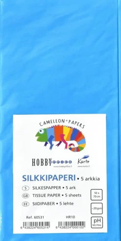 Discount Silkkipaperi 50X70 Cm Kirkkaan Sininen 5 Ark Askartelutarvikkeet