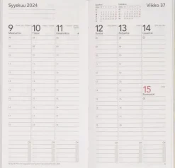 Hot Taskukalenteri Time System Classic Punainen 2024 Kalenterit