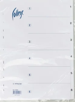 Clearance Valilehti A4 1-6 Valkoinen Paperitarvikkeet